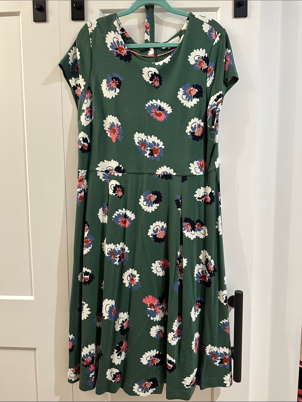 Boden Dark Green Floral Jersey Midi Dress